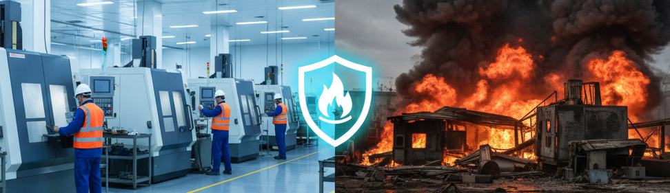 工場と火災のイメージ画像
